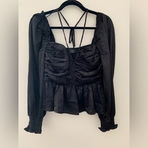 Vici Elegant Black Ruched Blouse